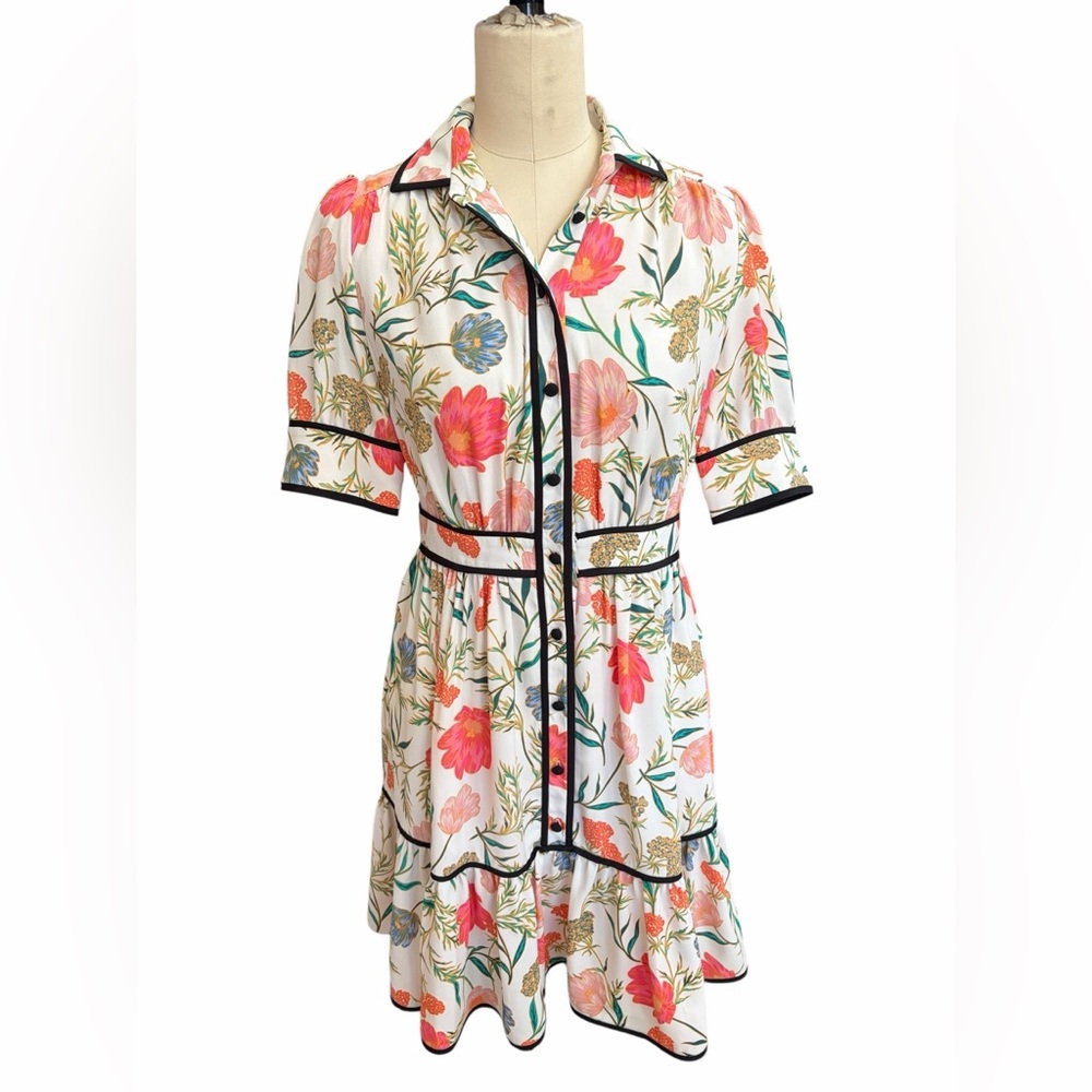 KATE SPADE- Picnic Perfect Blossom Fluid Shirtdress Spring Floral Preppy size 0 - Picture 3 of 7